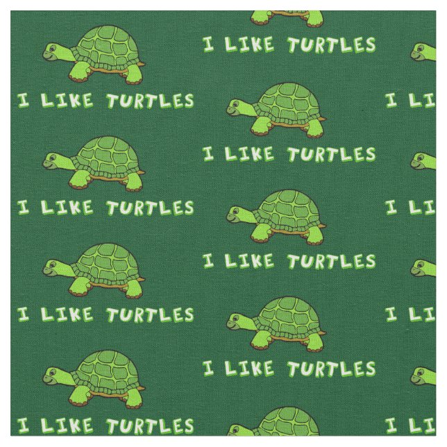 I Like Turtles Fabric (Close Up)
