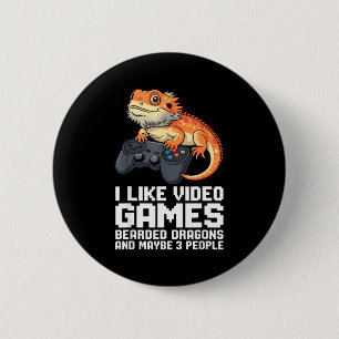 I Like Video Games Bearded Dragon Gamer Introvert  6 Cm Round Badge