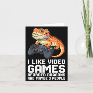 I Like Video Games Bearded Dragon Gamer Introvert Card