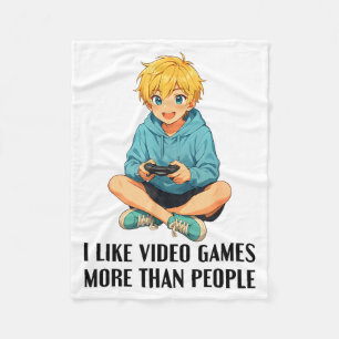 I Like Video Games More Than People Funny Gamer An Fleece Blanket