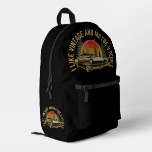 I like vintage and maybe 3 people classic car printed backpack