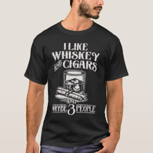 I Like Whiskey And Cigars Funny Monkey  T-Shirt
