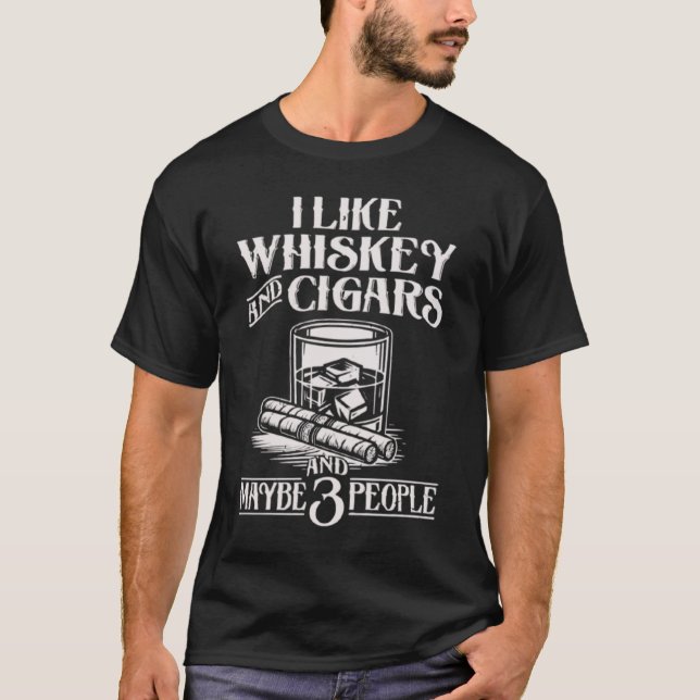 I Like Whiskey And Cigars Funny Monkey  T-Shirt (Front)