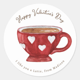I Like You A Latte Valentine's Classic Round Sticker