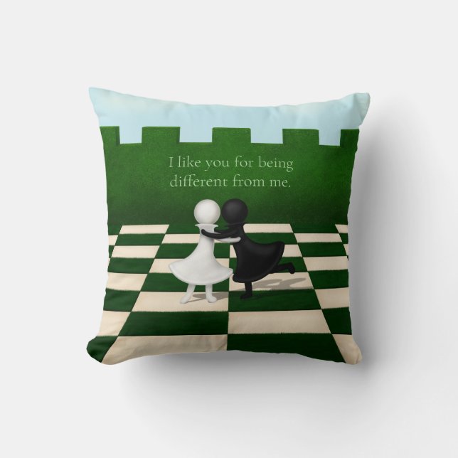 "I like you for being different from me" Friends Cushion (Front)