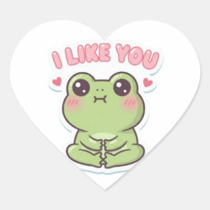 I Like You Frog Sticker Cute Shy Frog Romantic Kaw