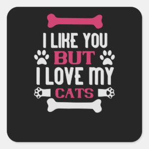 I like you i love My Cats Square Sticker