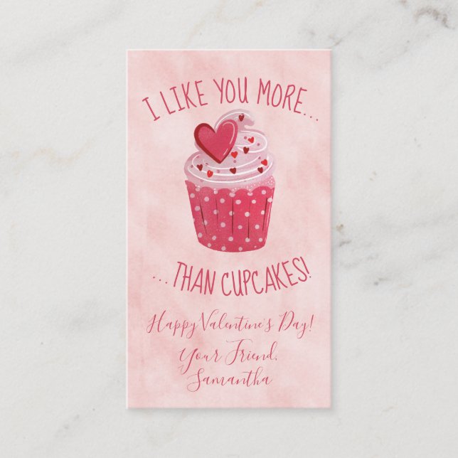 I Like You More Than Cupcakes Valentine's Day Card (Front)