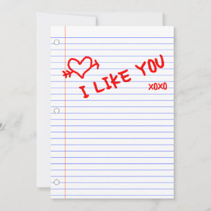 i like you : notebook paper invitation