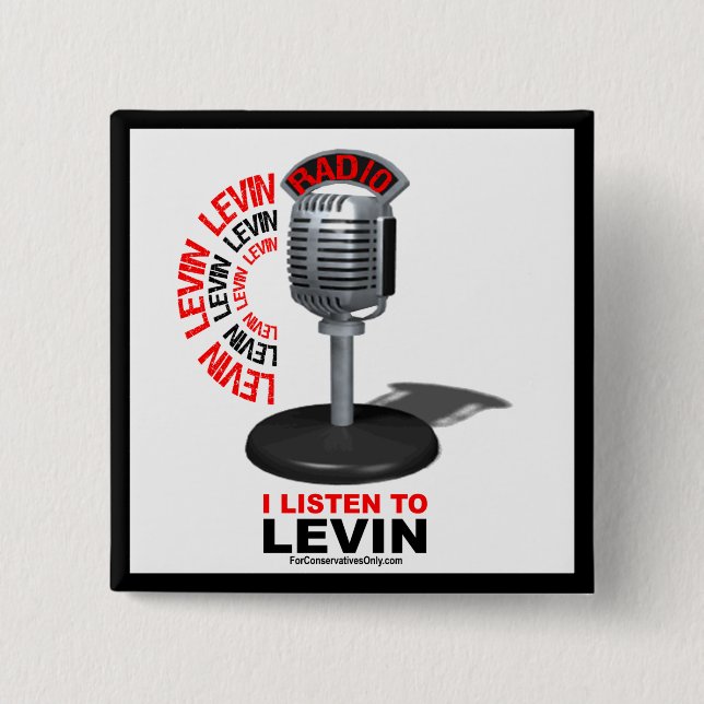 I Listen To Levin 15 Cm Square Badge (Front)