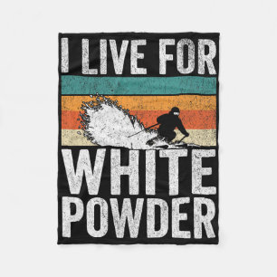 I Live For White Powder Retro Skier Funny Vintage Fleece Blanket