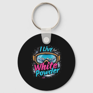 I Live For White Powder Skiing Snowboarding Goggle Key Ring