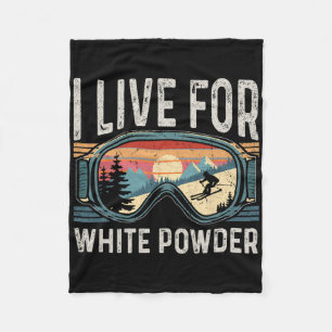I Live For White Powder Snowboarding Retro Vintage Fleece Blanket