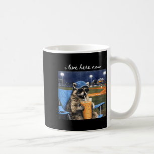 I Live Here Funny Racoon Ballfield Baseball Field Coffee Mug