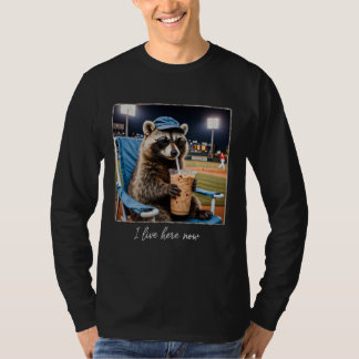 I Live Here Now Racoon Baseball T-Shirt