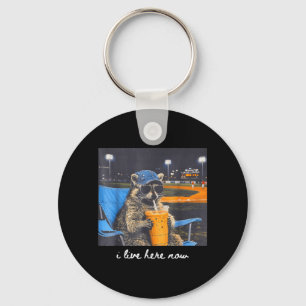 i Live here Now Racoon Only Baseball Mama Style Key Ring