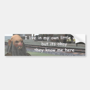 I live in my own little world bumper sticker