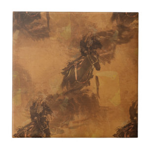 I Live To Barrel Race - Rodeo Event Square Ceramic Tile