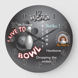 I Live to Bowl Large Clock