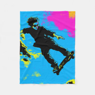 I Live To Fly - Skateboarder Fleece Blanket
