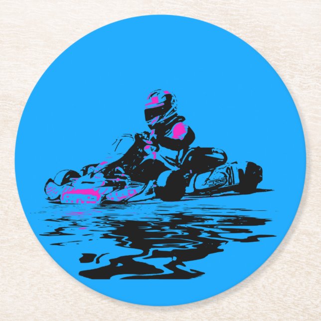I Live to Kart - Go Kart Racer  Round Paper Coaster (Front)