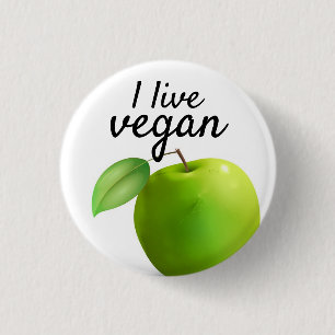i live vegan 3 cm round badge