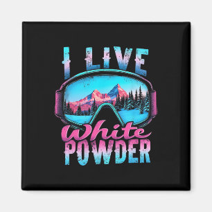 I Live White Powder Snowboarding  Magnet