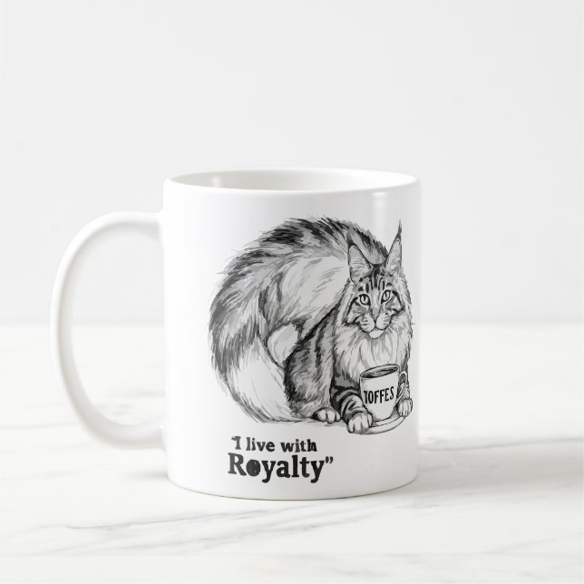I Live with Royalty Cat Mug – Maine Coon Coffee  (Left)