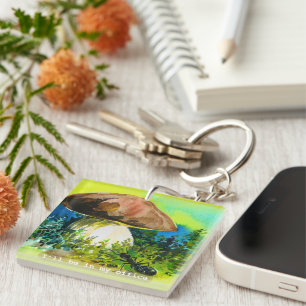 I’ll Be in My Office Watercolor mushrooms Key Ring