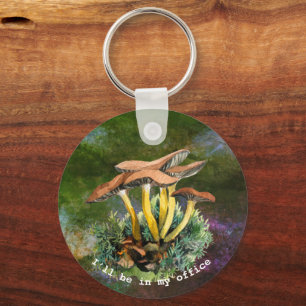 I’ll Be in My Office Watercolor mushrooms Key Ring
