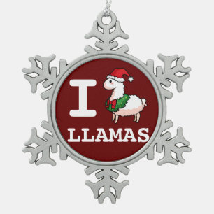 I Llama Llamas Snowflake Pewter Christmas Ornament