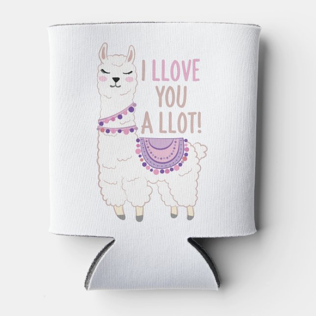 I Llove You a Llot - Funny Llama Can Cooler (Front)