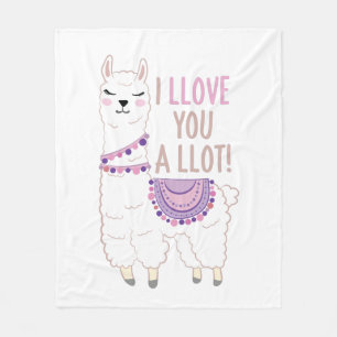 I Llove You a Llot - Funny Llama Fleece Blanket