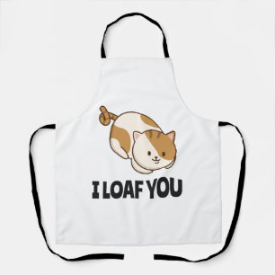 I Loaf You Funny Cat Lover Gift Mum Dad Cute Kitte Apron