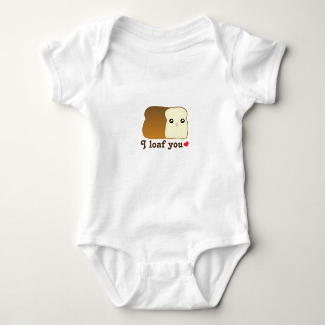 I Loaf You Kawaii Bread Food Pun Cartoon Unisex Baby Bodysuit (Front)