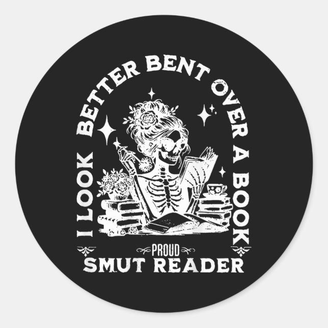 I Look Better Bent Over A Book  Classic Round Sticker (Front)