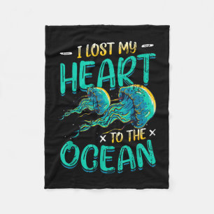 I lost my heart to the ocean jellyfish fleece blanket