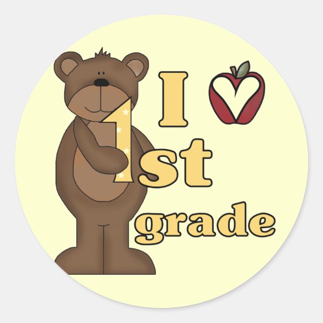 I Love 1st Grade Tshirts and Gifts Classic Round Sticker (Front)