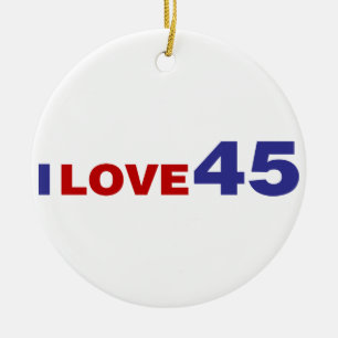 I Love 45 Ceramic Ornament