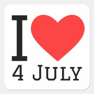 I love 4 July Square Sticker