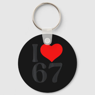 I Love 67 Heart Valentine's Day 67th Birthday Six  Key Ring