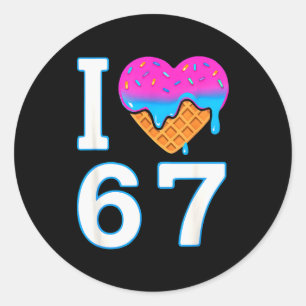 I Love 67 Meme Heart 6 7 Merch Stuff Six Seven Ice Classic Round Sticker