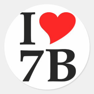 I love 7B Classic Round Sticker