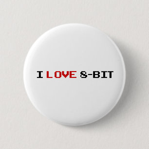 I Love 8 Bit 6 Cm Round Badge
