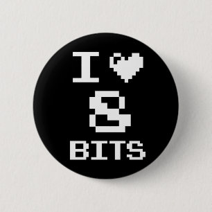 I Love 8 Bits 6 Cm Round Badge
