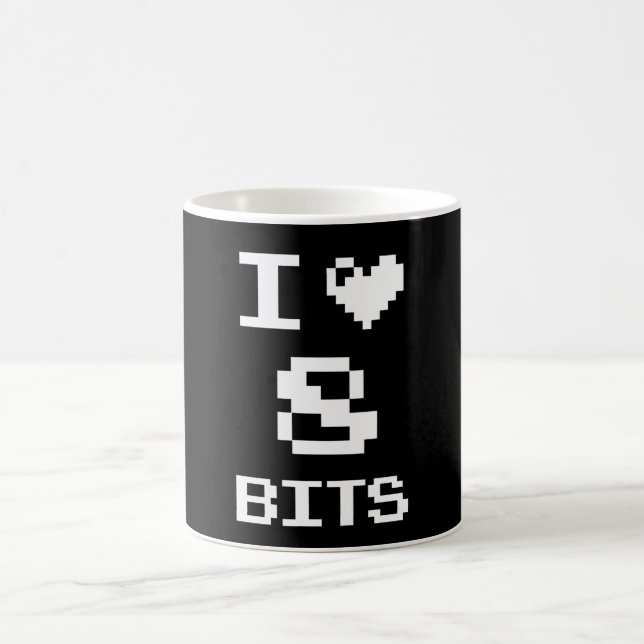 I Love 8 Bits, gamer geek design Coffee Mug (Center)