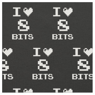I Love 8 Bits, gamer geek design Fabric