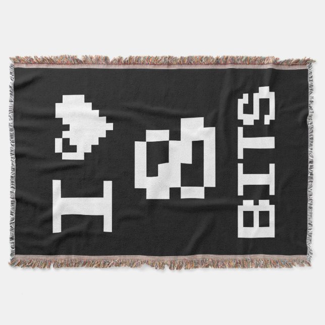 I Love 8 Bits, gamer geek design Throw Blanket (Front)