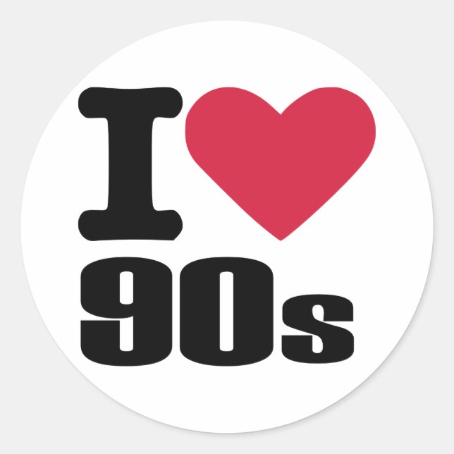 I love 90's classic round sticker (Front)