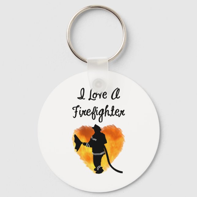 I Love A Firefighter Key Ring (Front)